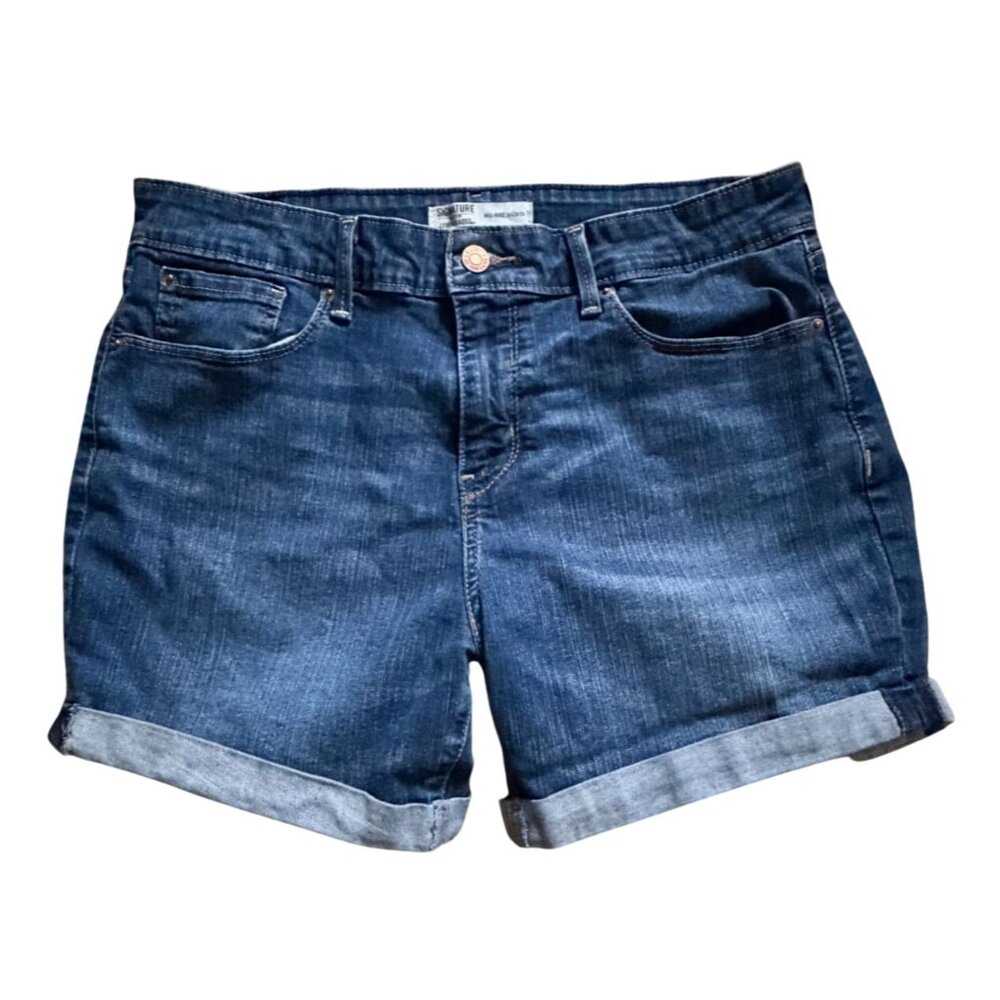 Levi Strauss Signature Gold Mid-Rise Denim Shorts-Cuffed-Size 12-GUC
